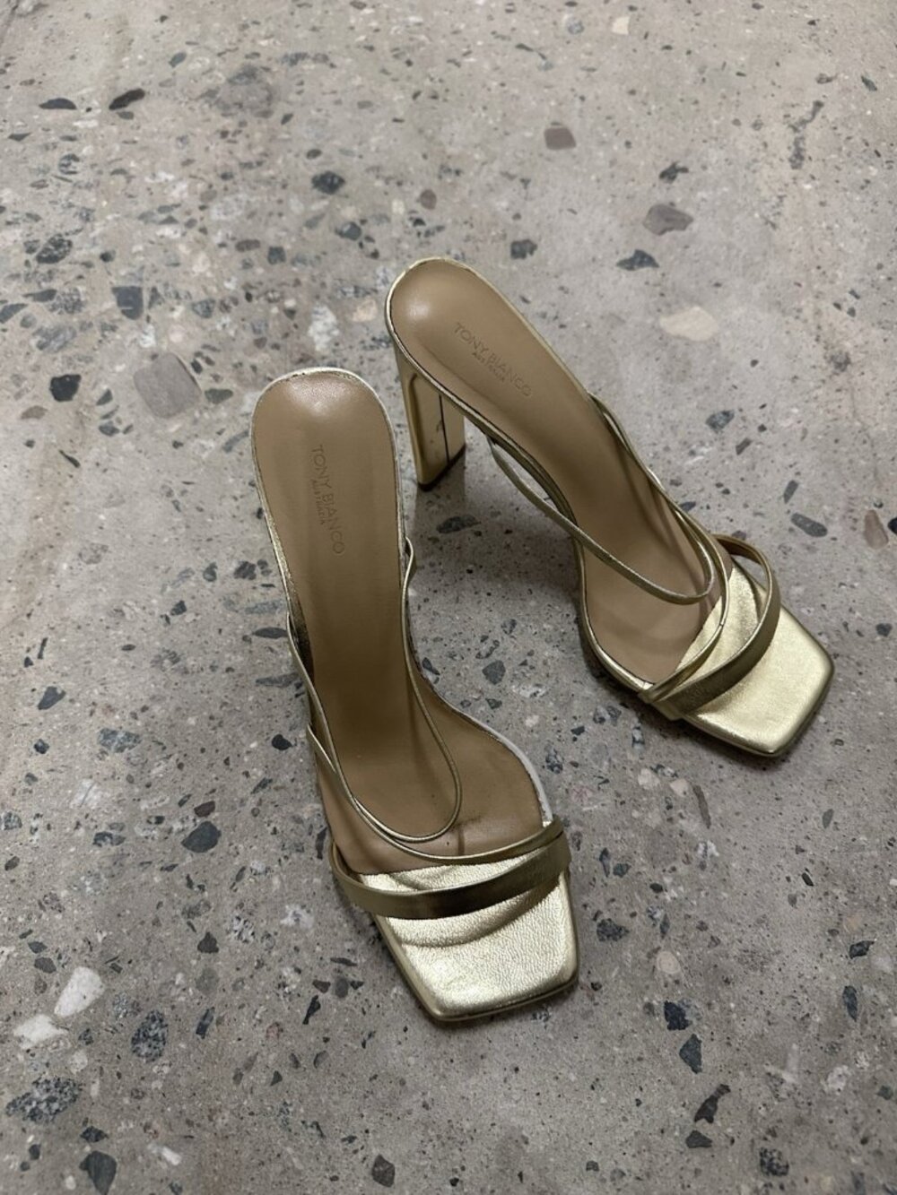Tony Bianco Fior Sandals Heels Gold Nappa